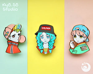 Pronoun Enamel Pins